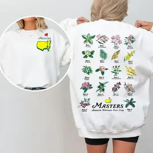 Floral Golf Sweatshirt, Masters Amen Corner Inspired Course with Botanical Graphic | Trendy Unisex Long Sleeve Crewneck Shirt | Vibrant Spring Tournament Gift for Golf Fans