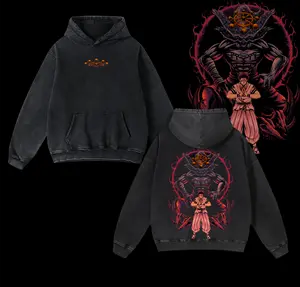 Ryomen Sukuna x Mahoraga Hoodie, Jujutsu Kaisen Hoodie, Anime Double Printed Oversize Lightweight Acid Washed Hoodie, Gift For anime lover, anime merch graphic Hoodies
