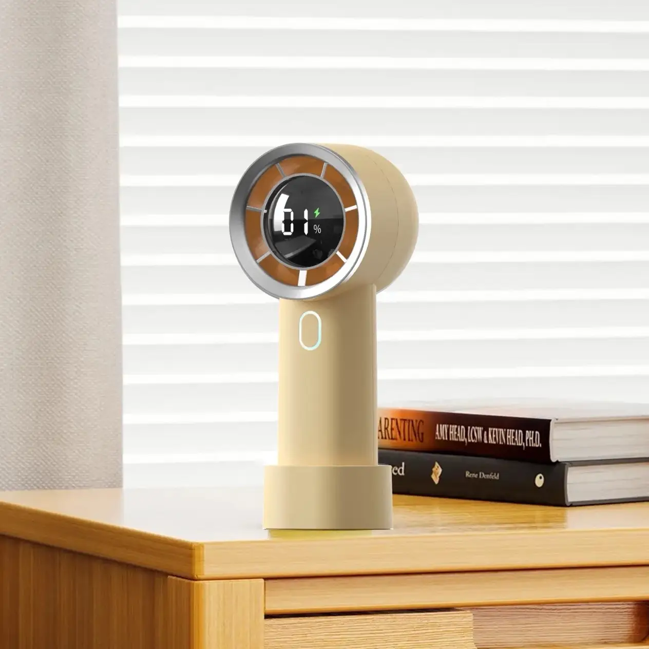 Handheld High Speed Fan , high speed Mini Fan,Small and Effortless,Stable Placement,Light Tone,High Appearance,Digital Display,ScenesDesk/Travel/Outdo