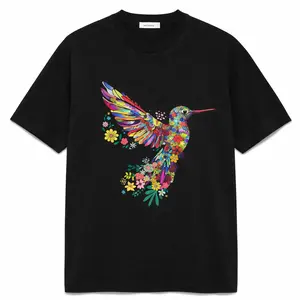 Floral Hummingbird Shirt ,Animal Lover Tee, Bird T Shirts, Trendy Tee, Gift For Her, Bird Lover T-Shirt, Spring Birds,Flower