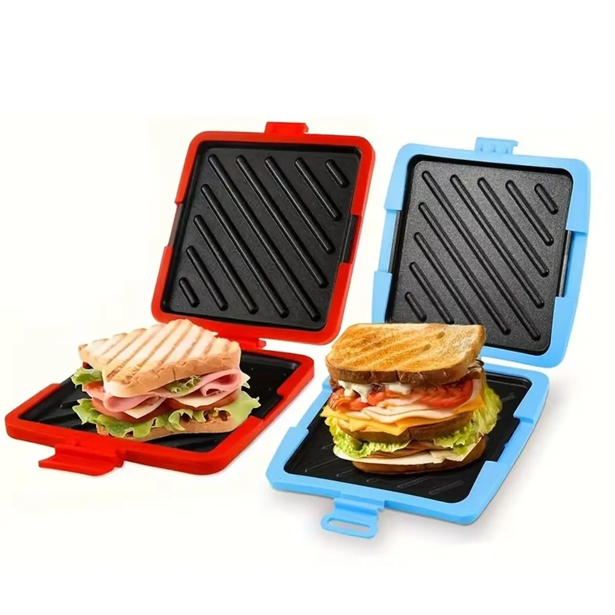 Microwave Sandwich Maker Pan for Quick Crispy Toast, Food Grade Non-Stick Cast Iron Design, Ideal for Grilling Sausages, Wings & Steaks, Nonstick Griddle