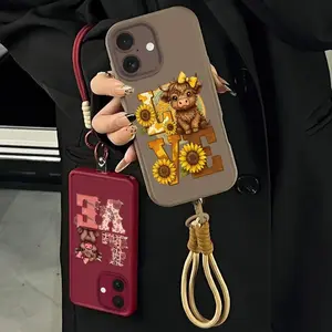 Cute Cow Love Pattern Phone Case for iPhone/Samsung Galaxy, iPhone 16 Plus Case, Protective Silicone Cover, Durable Protection, Shockproof Drop—975