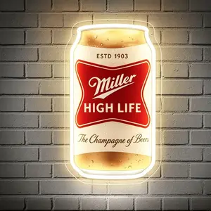 Yellow beer can shaped acrylic engraved neon light | For bar, pub, and restaurant decoration, USB powered LED neon light, home wall ambient light, suitable for, themed bars, gaming rooms, retro style stores, birthday gifts, holiday decorations