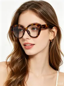 Tortoiseshell Cat Eye Glasses Frame, Retro Hong Kong Style, Thick Frame Slimming, Daily Wear, Commute, Y2K Fashion, Party Accessory