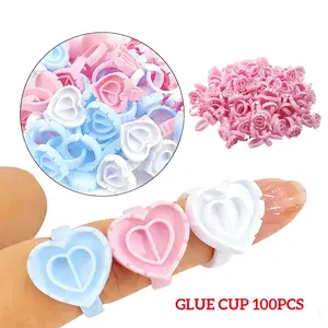 Heart-Shaped Plastic Tattoo Ink Cup Holder Stand, 100 Pieces Per Bucket, Makeup Tool for Eyelash Extension, Single Item Pack, Beauty Tools, Makeup Container, Beauty Equipment