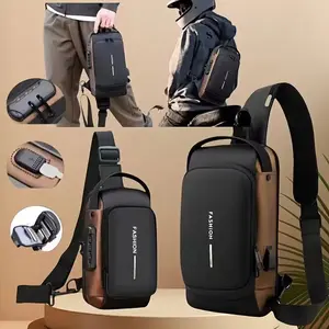 Anti-Theft Motorcycle Backpack with Lock, Convertible Crossbody Bag, Casual Crossbody Bag, Zip Closure, Adjustable Straps, Commuter & Travel Essentials