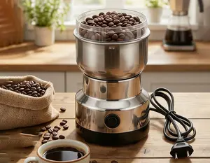 Electric Coffee Grinder 150W Stainless Steel Blade Coffee Grinder Spice Grinder One Touch Coffee Bean Grinder for Coffee Beans Spices Nuts Seeds Grains Herbs Portable Kitchen Grinder Overheat Protection Home Kitchen Gift