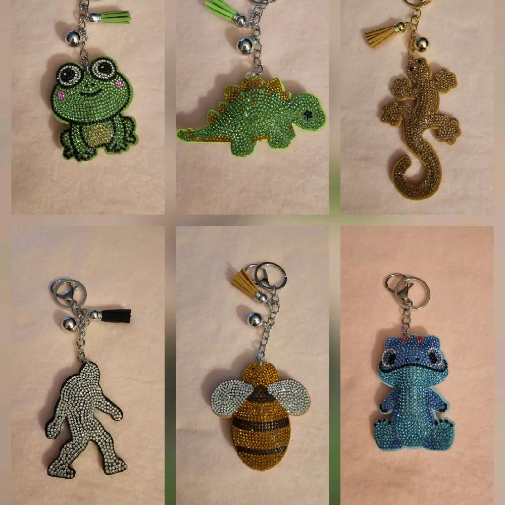 Frogs Bees Dinos and Bigfoot Bling Bag Charm Keychains Fun and Unique Accessories for Everyday Use