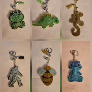 Frogs Bees Dinos and Bigfoot Bling Bag Charm Keychains Fun and Unique Accessories for Everyday Use