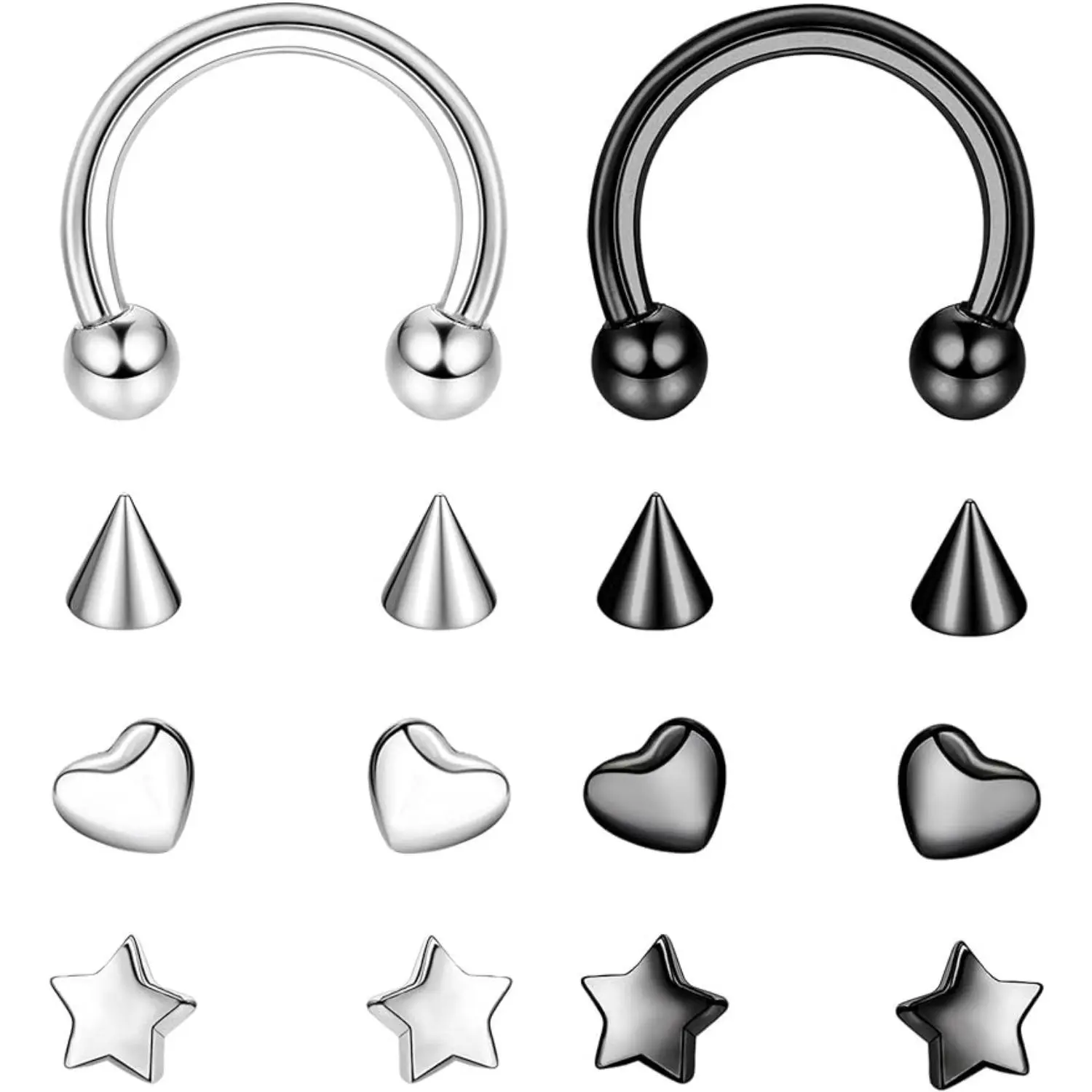 FINREZIO 16g G23 Titanium Horseshoe Septum Rings for Women Men Horseshoe Nose Rings Hoop Helix Cartilage Tragus Earrings Eyebrow Lip Navel Belly Septum Nipple Piercing Ring 6-12mm Daily