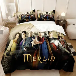 3Pcs,Merlin design  three-piece bedding set, soft, comfortable and skin-friendly, universal in all seasons, bedding set, no pillow core, no quilt core, suitable for bedrooms, guest rooms - (1 quilt cover + 2 pillowcases)