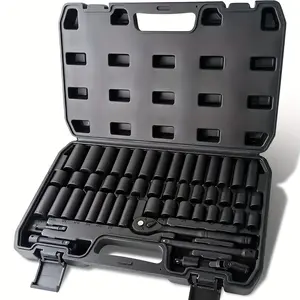 ratchet TikShop 50 Piece CR-MO Impact Socket Set 3/8" Drive SAE Metric 6 Point with Ratchet Handle Adapter Storage Case for Boat DIY Auto Repair shopblackfriday christmasgiftideas giftsforhim tool set