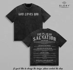 God Loves You Christian Graphic T-Shirt, Oversized Vintage Washed Faith Based Tee, Salvation Scripture Religious Shirt, Inspirational Jesus Streetwear for Men and Women