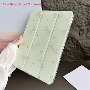 This green heart-shaped bow case features an adjustable stand and pen holder, and is made of foldable, non-slip TPU material. It's suitable for Samsung, iPad mini, iPad Air, iPad Pro/iPad 10th and 11th generation iPads.