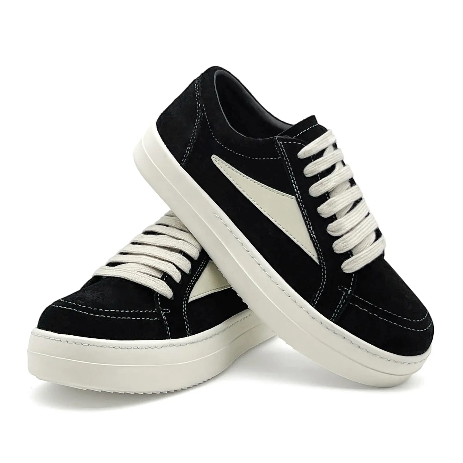 Lumubby Men's Retro Cow Suede Chunky Ankle Sneakers, Breathable Clean Fit Platform with Round Toe for All-Season Streetwear, Basic, Laces, Shock Absorb, All Seasons, Chunky Sneakers, Casual Wear