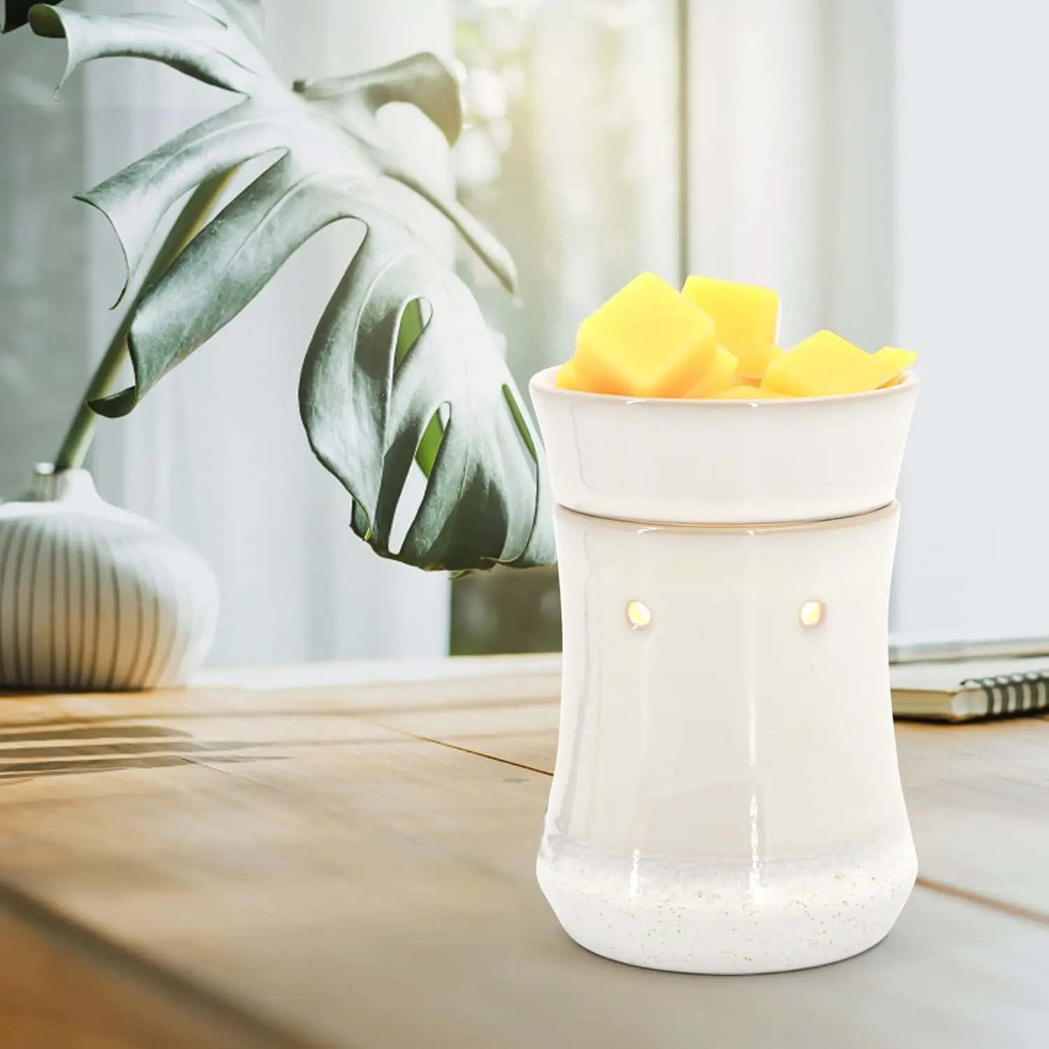 Scentsy Electric Wax Melt Warmer - Ceramic Candle Wax Warmer with Cord, Elegant Style Fragrance Wax Burner Heater Removable Tray (White)