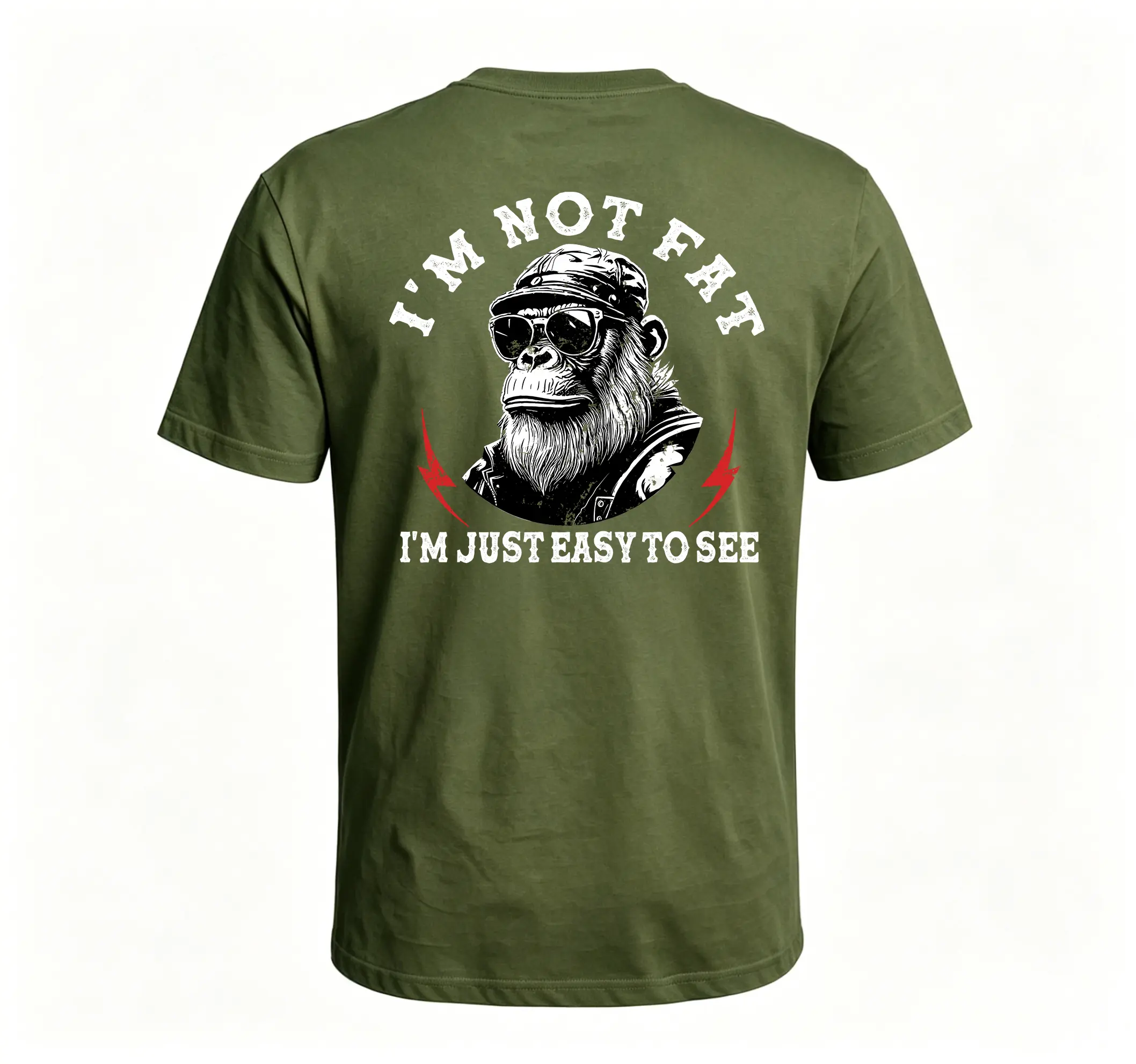 Monkeysober Pure Cotton Men's Suitable For All Seasons I'm Not Fat I'm Just Easy To See Funny Monkey Confident Fun Casual And Comfortable Pure Cotton Gift Men's T-shirt