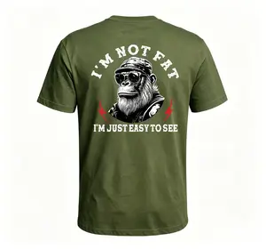 Monkeysober Pure Cotton Men's Suitable For All Seasons I'm Not Fat I'm Just Easy To See Funny Monkey Confident Fun Casual And Comfortable Pure Cotton Gift Men's T-shirt