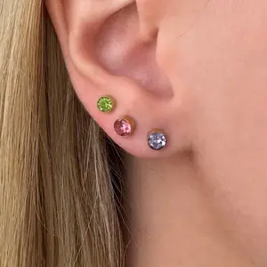 EVRY JEWELS Gold or Silver Plated Women's Rainbow Babe Flat Back 3 Piece Earring Set Gold