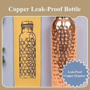 Billion Deals Copper Hammered Ayurvedic Water Bottle Sport Fitness Yoga Leak Proof - 1000ML