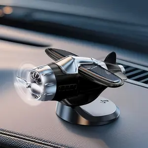 Creative Solar Light Sensor Car Interior Decoration, Unique Airplane Model Ornament, 360° Rotating Car Decorative Accessories, Car Interior Accessory, Car Desktop Decor
