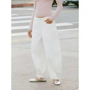 Cider Denim Low Rise Drawstring Barrel-leg Trousers