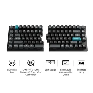 Keychron Q11 Ultra 8K Wireless Split Mechanical Keyboard, Dual Knobs & 75% Ergonomic Layout, Full Aluminum CNC Body, Smooth Finish, 8000Hz Polling Rate, ZMK Open-Source Firmware, Tri-Mode Hot-Swap Custom Gaming Keyboard