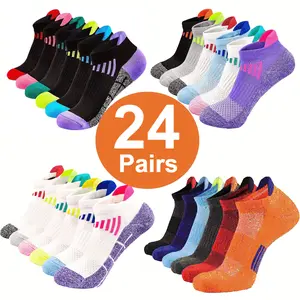24 Pairs Women's Sports Socks, Comfortable And Breathable Mesh, Sweat-absorbing, Suitable For Outdoor Sports And Daily Wear