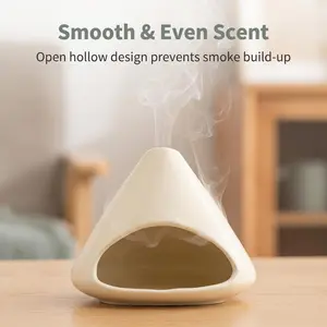 Mini Ceramic Palo Santo Holder with Chimney, Incense Bowl for Sage Burner, Conical Design, Perfect for Home Aromatherapy