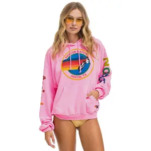 AVIATOR NATION AUSTIN RELAXED PULLOVER HOODIE - NEON PINK