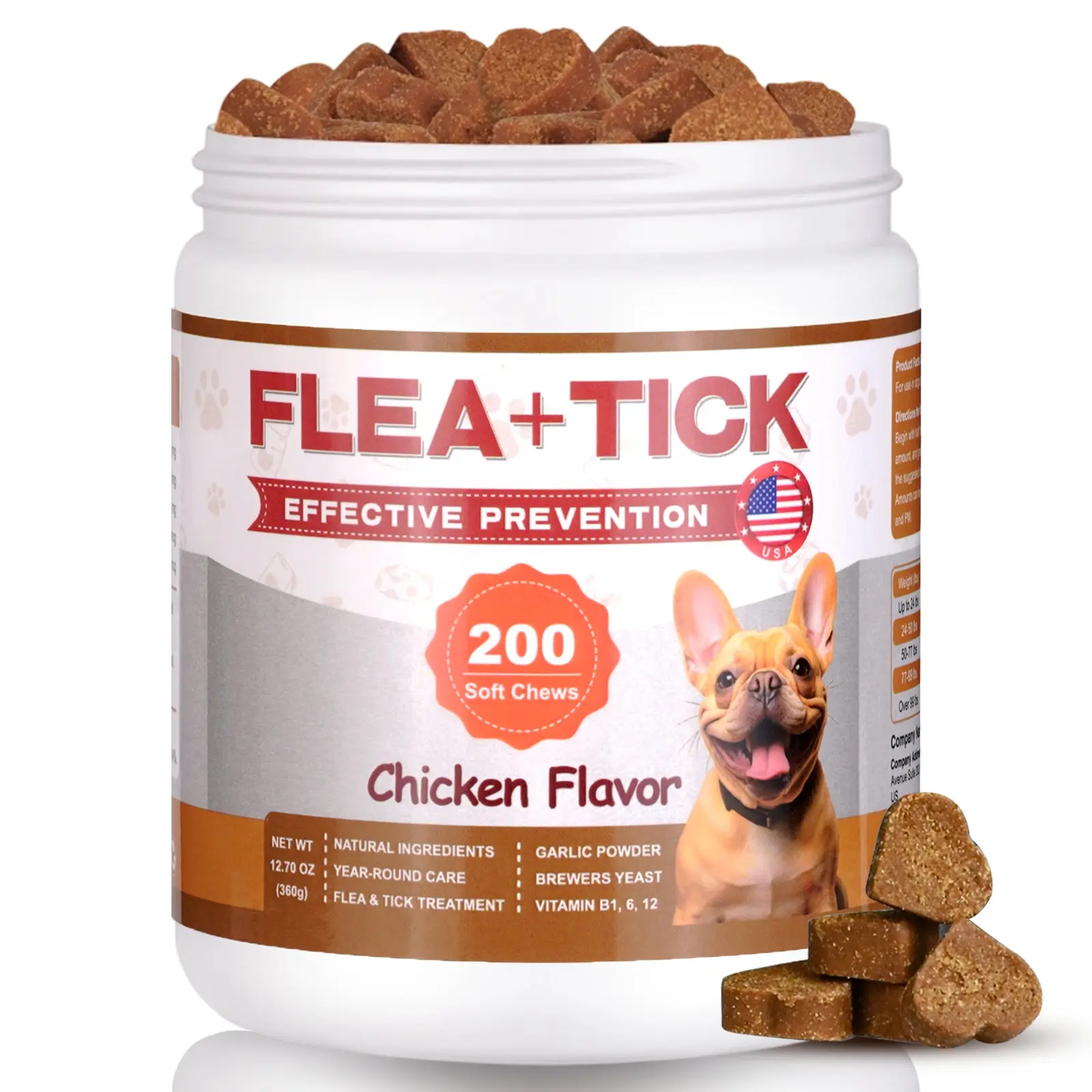 Flea and Tick Prevention for Dogs Chewables, 200 Soft Chews, Oral Flea Chews for Dogs, Flea and Tick Chews for Dogs Puppies, All Breeds & Sizes, Chicken Flavor