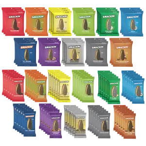 SMACKIN' Sunflower Seeds Season Supply, 99 Bags - 33 (4 oz) - 66 (1.5 oz) - 11 flavors