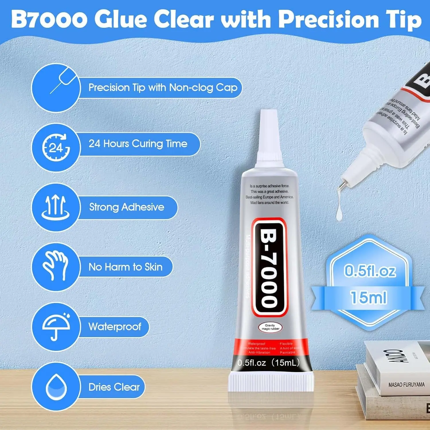 B7000 Super Glue with Precision Needle Tip, Flexible Fast Dry Adhesive for Phone Screen Repair Jewelry Inlay Handmade DIY Crafts Strong Adhesive