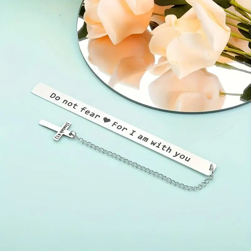 Stainless Steel Bookmark, 1 Count Durable Rust-resistant Bookmark with Chain, Perfect Gift for Men and Women for Baptism, Easter