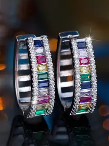 1 Pair Fashion Cubic Zirconia Hoop Earrings For Women For Wedding Anniversary Engagement Party Jewelry Valentine's Day Gift