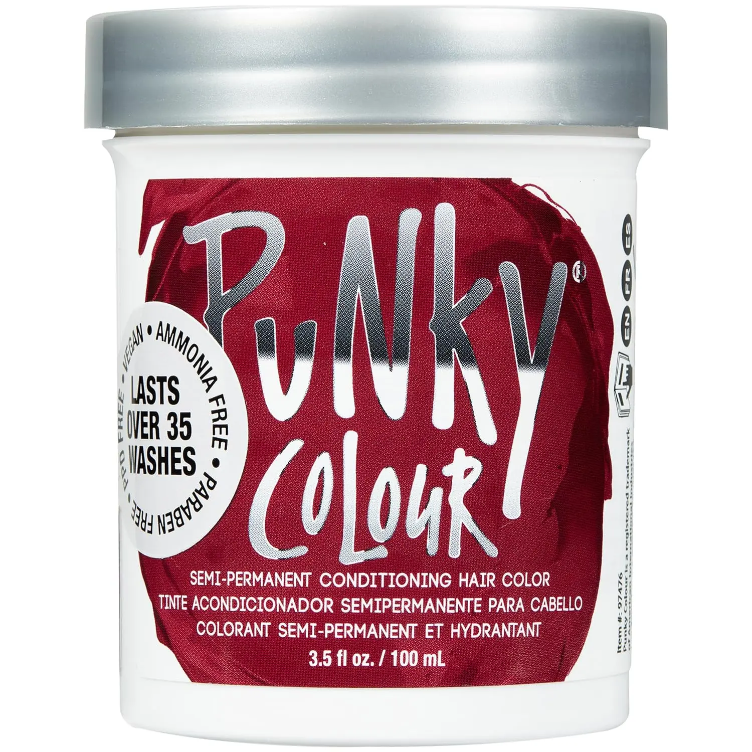Punky Red Wine Semi Permanent Hair Color - Vegan, Cruelty-Free Silky Conditioning Dye with Keratin, Glycerin, 3.5 fl oz, Lasts Up to 35 Washes, All Haircare Safe Cream for Hair Coloring