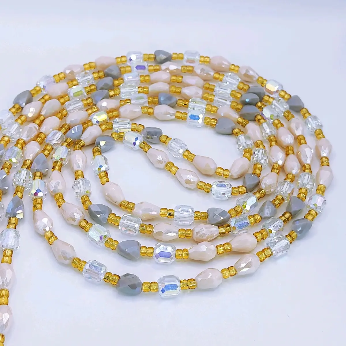 Luxury Cream Waistbeads for Women, Daily Use Belly Beads gold waistbeads