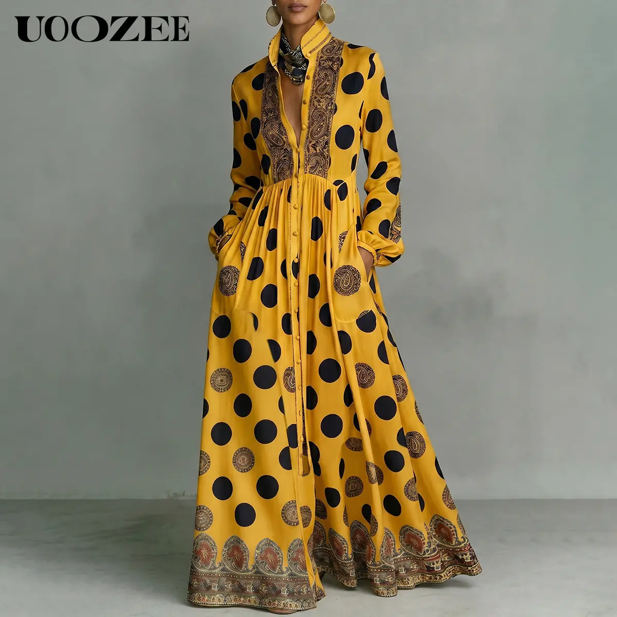 Polka Dots Black  Yellow