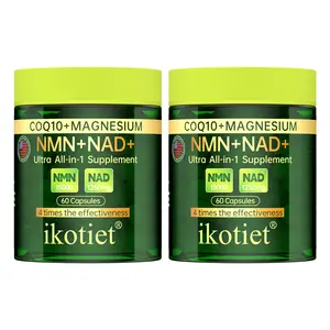 IKOTIET NMN+NAD+CoQ10 All-in-One 15,000 mg Pure NAD Supplement for Energy DNA Repair Anti-aging Brain Function Women's Health Beauty 60-120 Capsules + Free Trial Pack pure  nmn calcium  akg