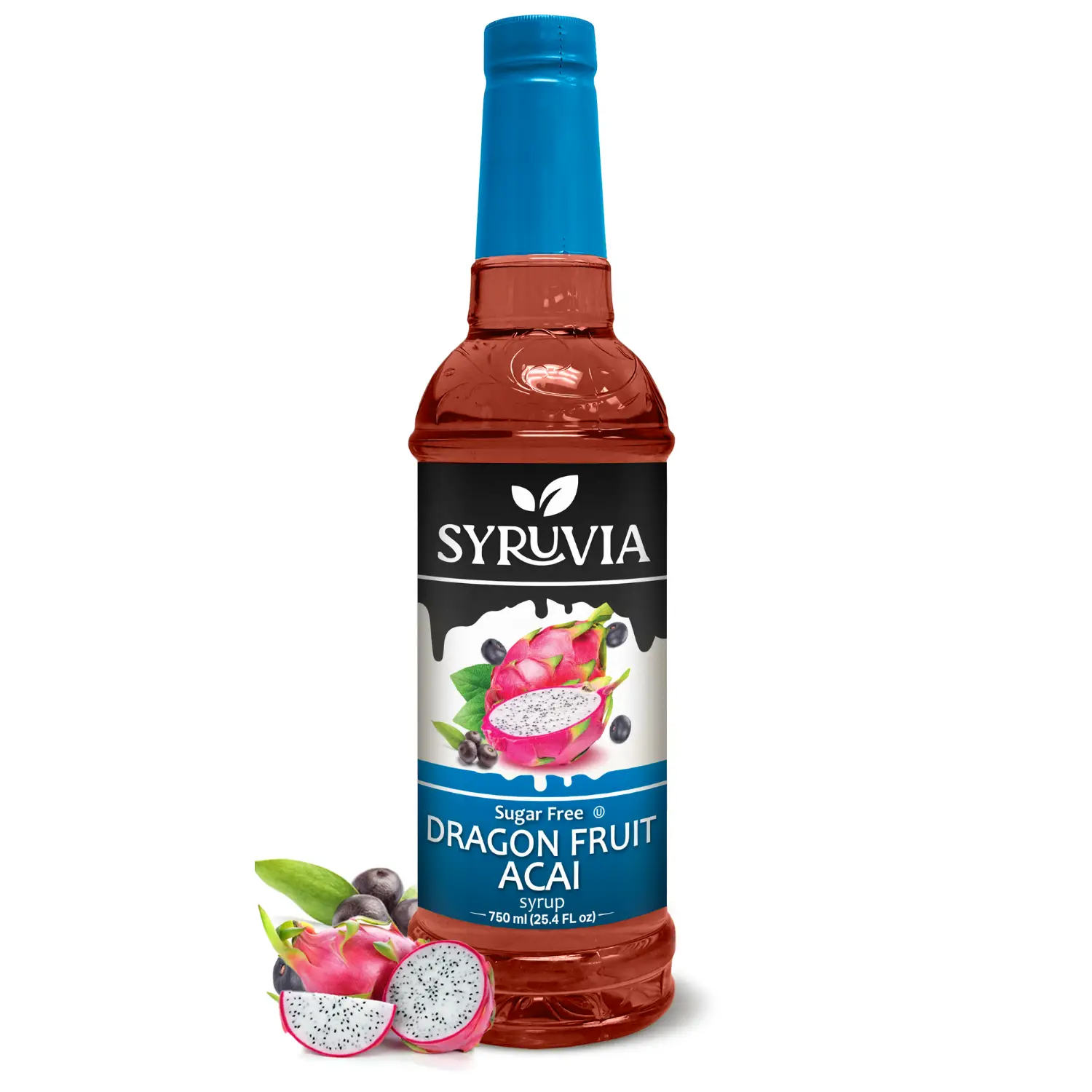 Syruvia Sugar-Free Dragon Fruit Acai Syrup 25.4 fl oz – Premium 0-Calorie Flavoring, Kosher & Gluten-Free. Perfect for Drinks Sodas, Shakes & Desserts