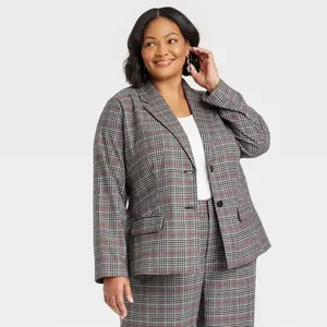 Ava & Viv Women's Lightweight Front-Button Tunic-Length Blazer Jacket