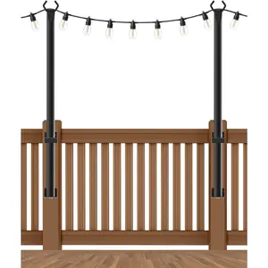2-10Pack 5Ft String Light Poles,Outside String Lights,Outdoor Light Poles,Metal Poles Stand for Patio,Backyard,Deck