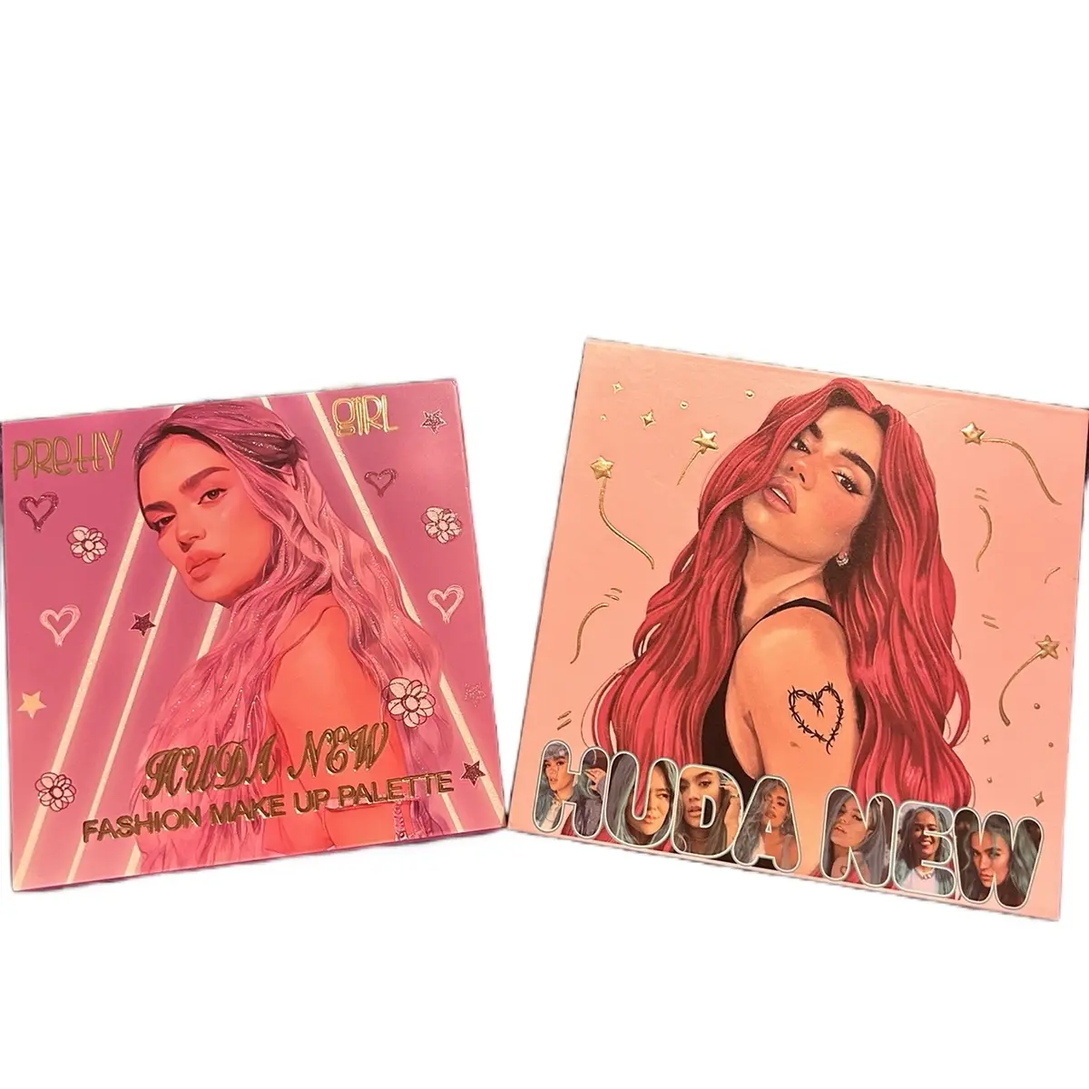 Huda New Karol G eyeshadow, palette, and shimmery lip gloss Glossy Cosmetic Makeup