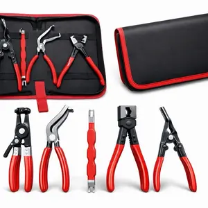 5PCS Professional Hose Clamp Pliers Set for Automotive Repair , Flexible Cable Fuel Line Removal Tool Kit ,Radiator, AC & Coolant Hose