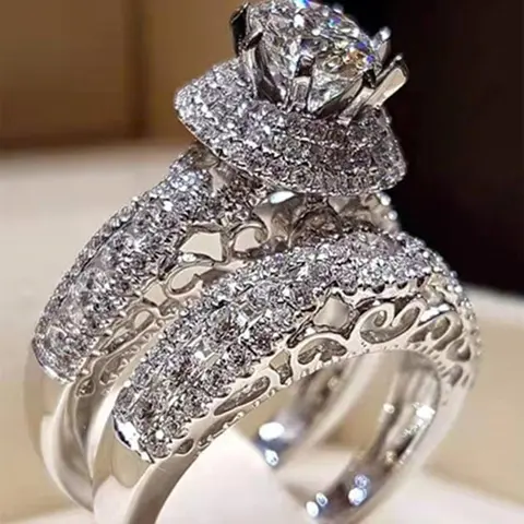 Women's Elegant Rhinestone Decorated Ring, Fashion Rings, Fashion Accessories for Party, Daily Clothing Decor for Girl, Trendy All-match & Exquisite Jewelry, Pave Engagement Ring