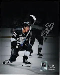 Quinton Byfield Los Angeles Kings Autographed 8" x 10" Black Jersey Celebration Spotlight Photograph - Fanatics Authentic Certified