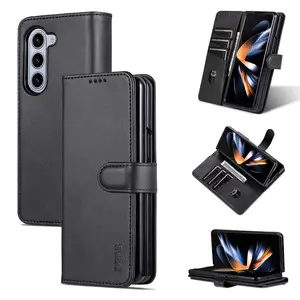 Magnetic Flip Phone Case with Card Slot, Fashionable Anti-drop Phone Protective Cover, Phone Accessories Compatible with Samsung Galaxy Z Fold 6/5/4/3, Shockproof Phone Guard