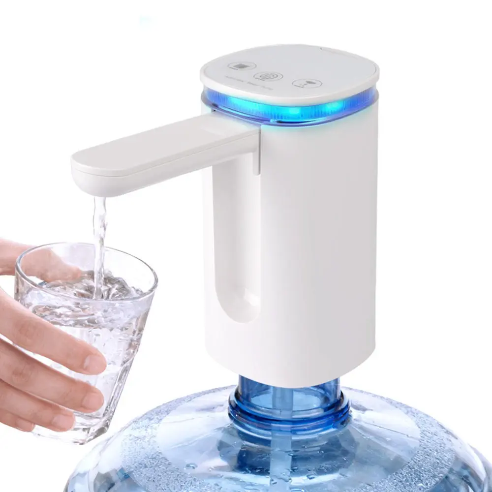 USB Rechargeable Compact Lightweight Cordless ABS Portable Electric Beverage Dispenser - Automatic Water Dispenser with Folding Spout, Blue LED Digital Display, 5 Timed Dispensing Modes for Home, Camping