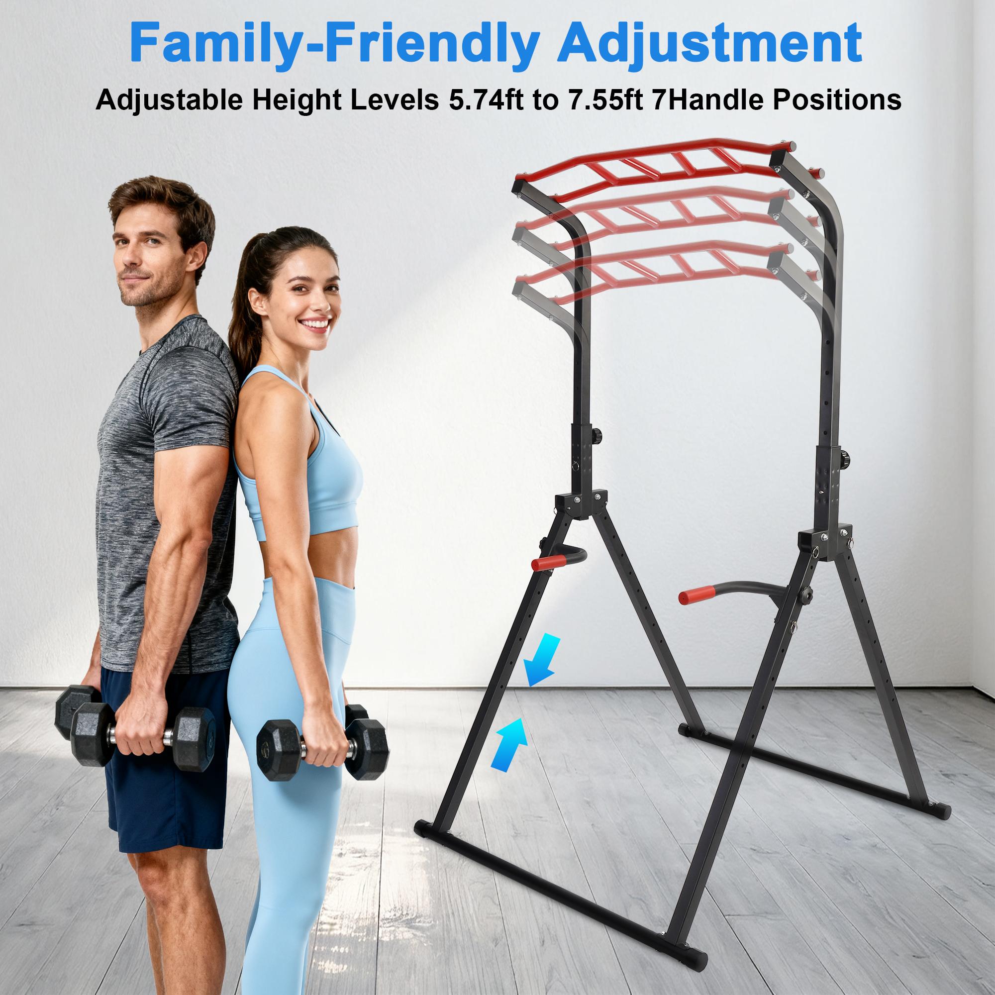 Lpxpass Foldable Multifunction Power Tower Pull-Up Bar & Dip Station for Home Outdoor Strength Training Stable Triangular Leg Design Adjustable Foldable