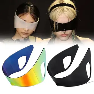 Fashion Gradient Color Futuristic Sunglasses Oversized Punk Y2K Sunglasses Wrap Around Chic Rimless Shield Goggles for Men Women